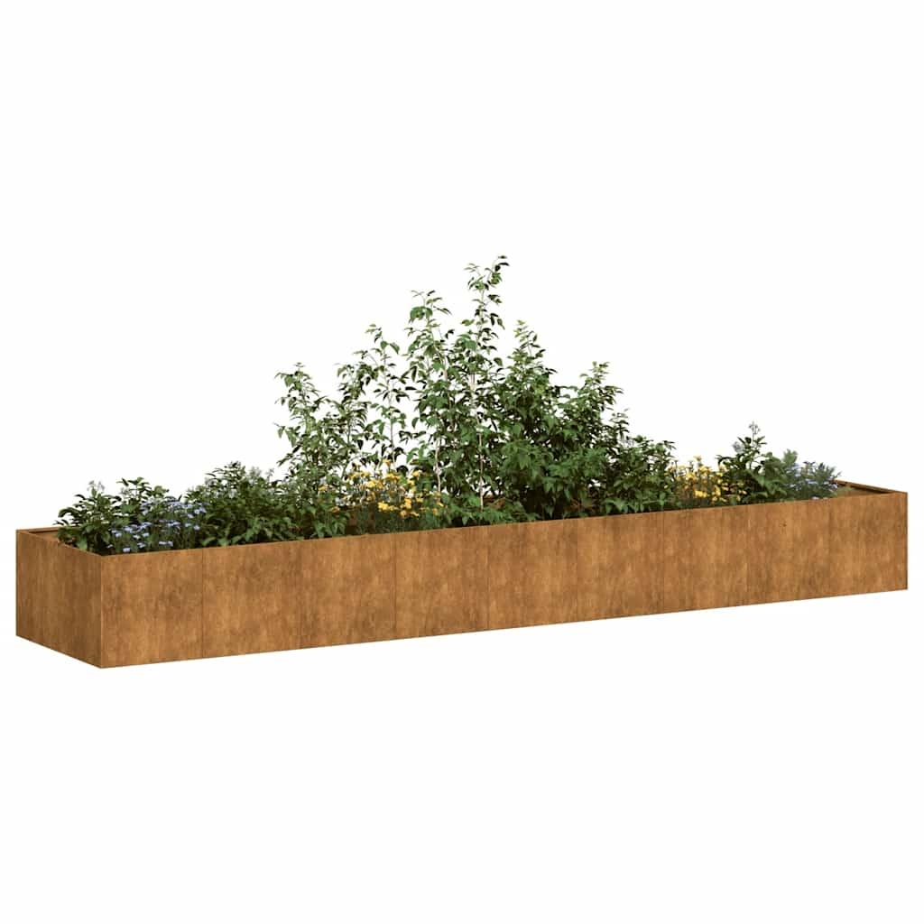 Plantekasse rustfarvet 360x80x40 cm forvitringsstål