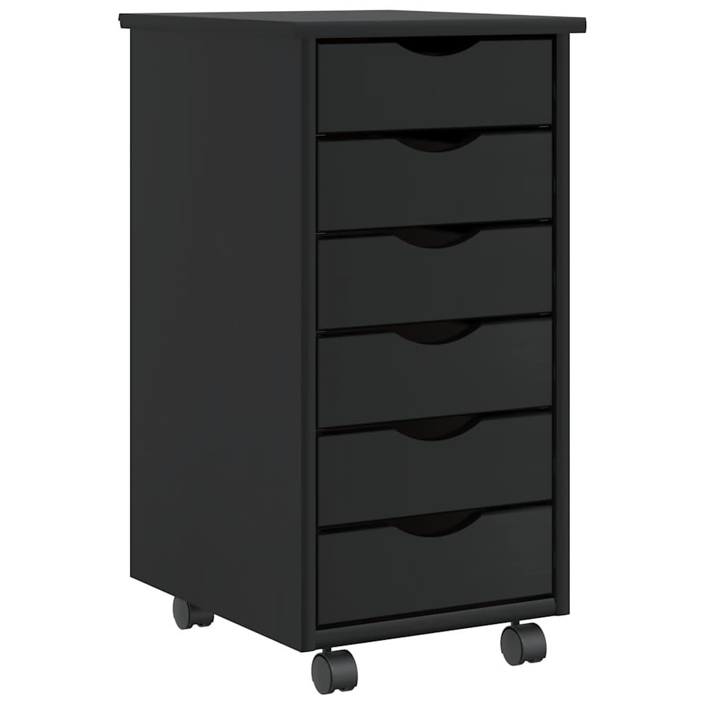 Skuffeskab Moss Massivt Fyrretræ - Sort / 34 x 39 x 65,5 cm