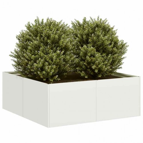 Plantekasse i stål - 80 × 80 × 30 cm, hvid