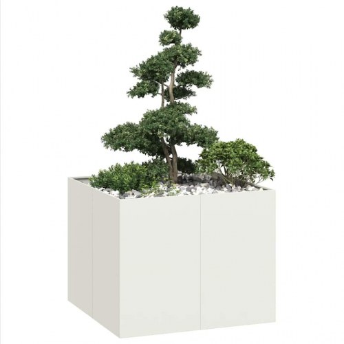 Plantekasse i stål - 100 x 100 x 80 cm, hvid