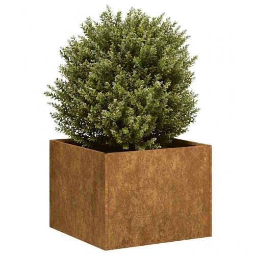 Plantekasse i cortenstål - rustfarvet 40 × 40 × 30 cm med åben bund