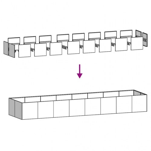 Plantekasse 360x80x40 cm galvaniseret stål