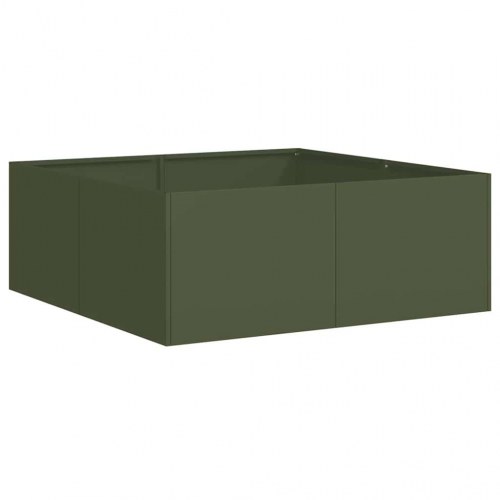 Plantekasse 80 × 80 × 30 cm i stål - olivengrøn