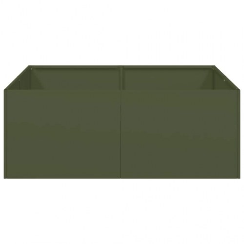 Plantekasse 80 × 80 × 30 cm i stål - olivengrøn