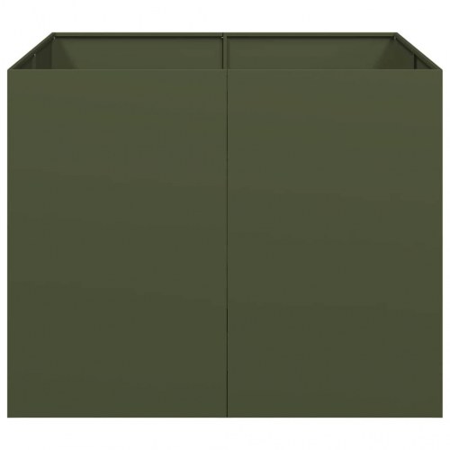 Plantekasse 100×100×80 cm i stål - olivengrøn