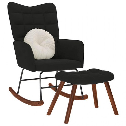 Gyngestol med skammel sort fløjl