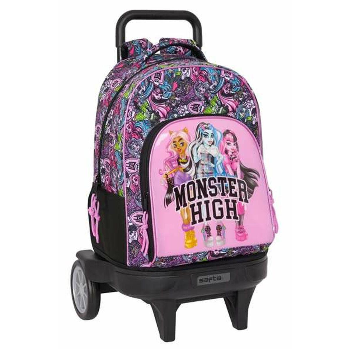 Monster High Drama skoletaske på hjul - multifarvet, 33 × 45 × 22 cm