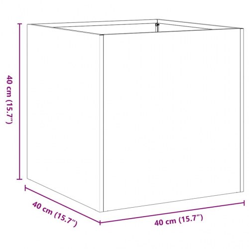 Plantekasse 40×40×40 cm i sort koldvalset stål - åben bund