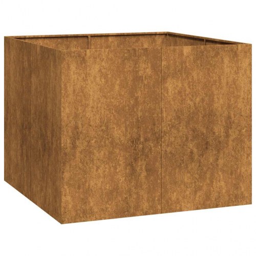 Plantekasse i cortenstål - rustfarvet 100 × 100 × 80 cm, åben bund