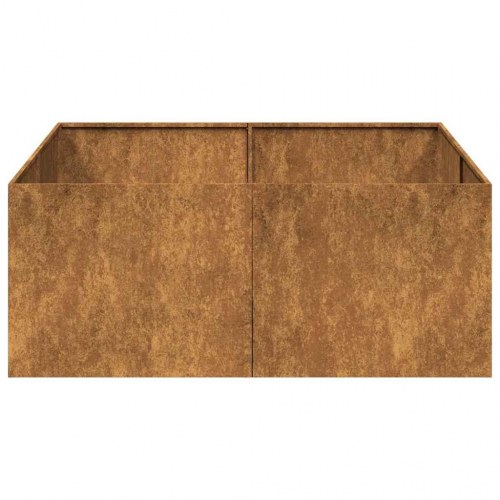 Plantekasse i cortenstål - rustfarvet 100 x 100 x 40 cm, åben bund