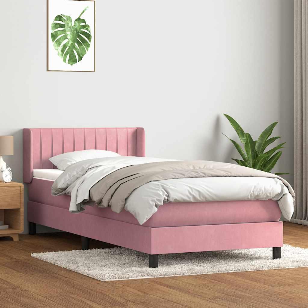 Kontinentalseng med Madras Fløjl Lodrette Striber - Lyserød / 80 x 220 cm