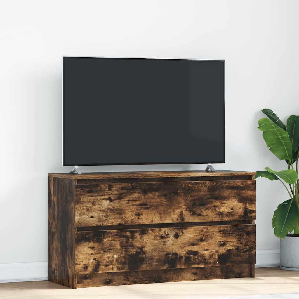 Tv-bord 100x35x54 cm konstrueret træ røget egetræsfarve