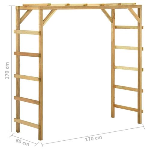 Udendørs klatrestativ 170x60x170 cm massivt fyrretræ