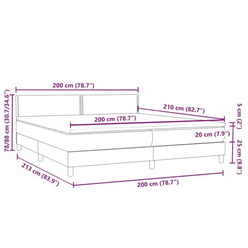 Kontinentalseng med madras 200x210 cm fløjl mørkegrå