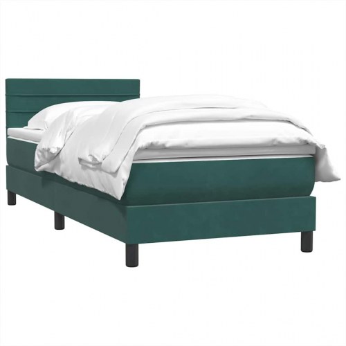 Kontinentalseng med madras 90x220 cm fløjl mørkegrøn