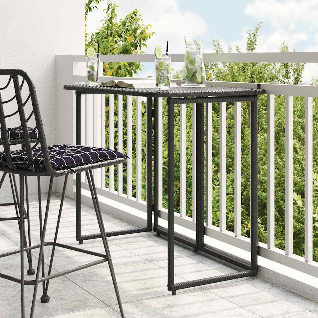 Foldbart havebord 90x51x75 cm polyrattan sort