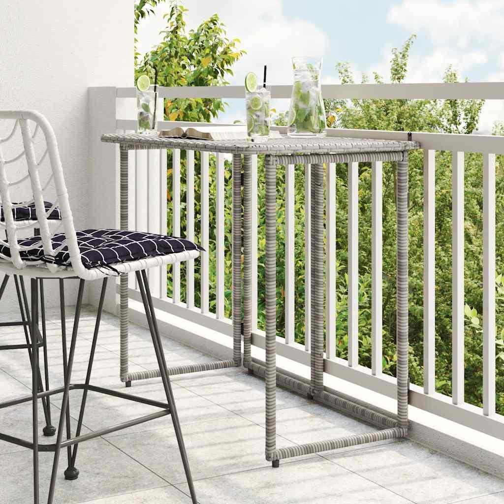 Foldbart havebord 90x51x75 cm polyrattan grå