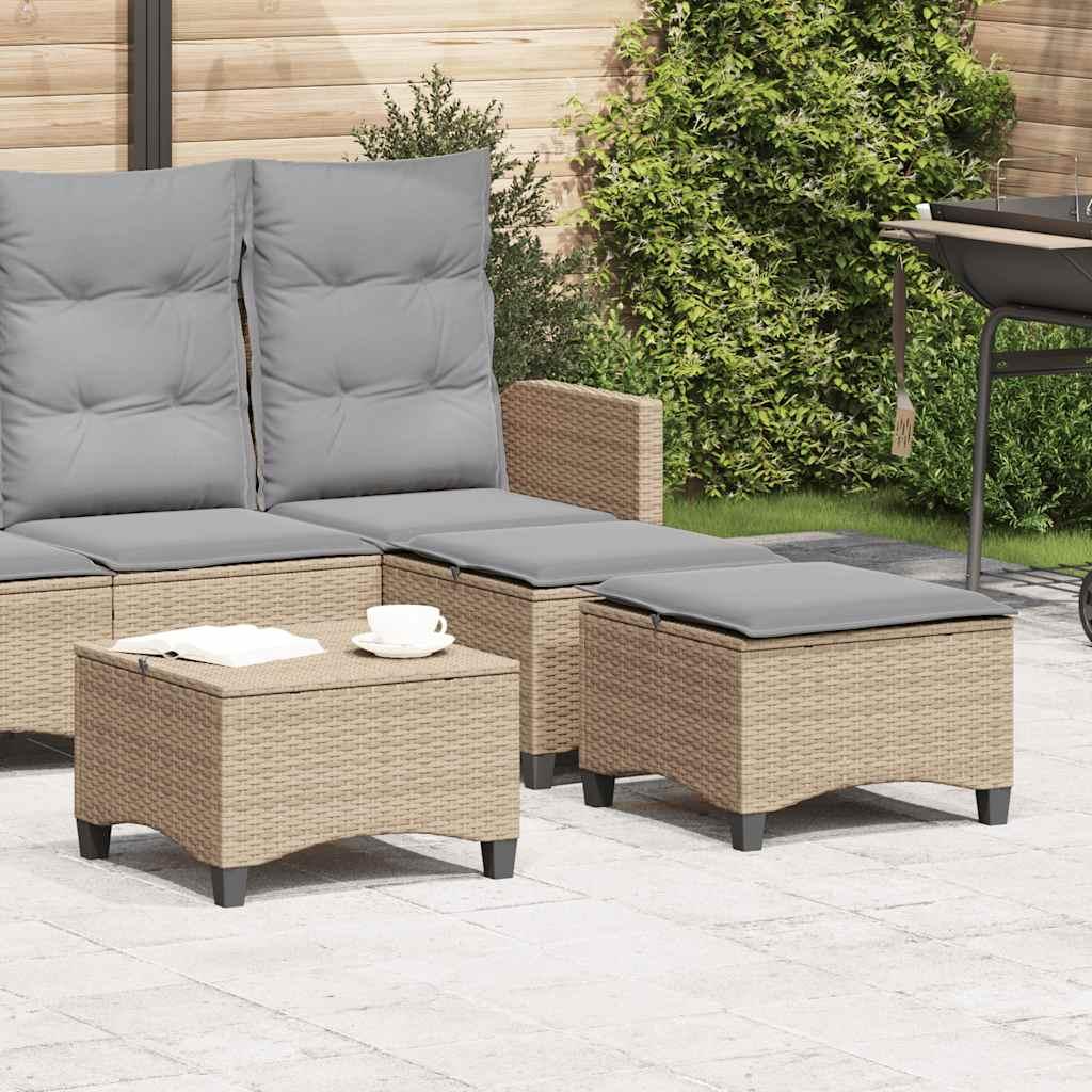 Haveskamler 2 stk. med hynder 55x55x36 cm polyrattan beige billede