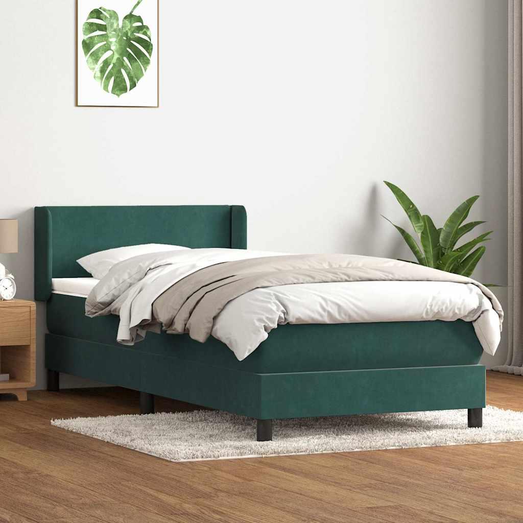 Kontinentalseng med Madras Fløjl med Ensartet Mønster - Mørkegrøn / 80 x 220 cm