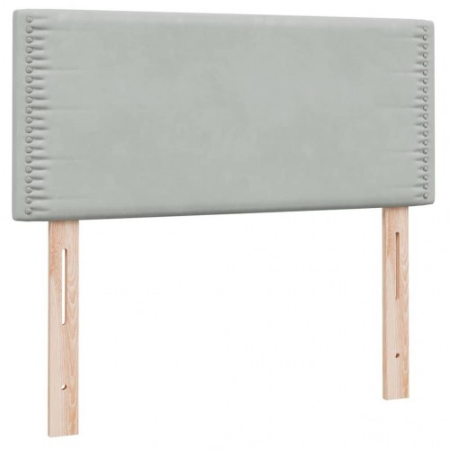 Kontinentalseng med madras og topmadras 90x220 cm lysegrå fløjl