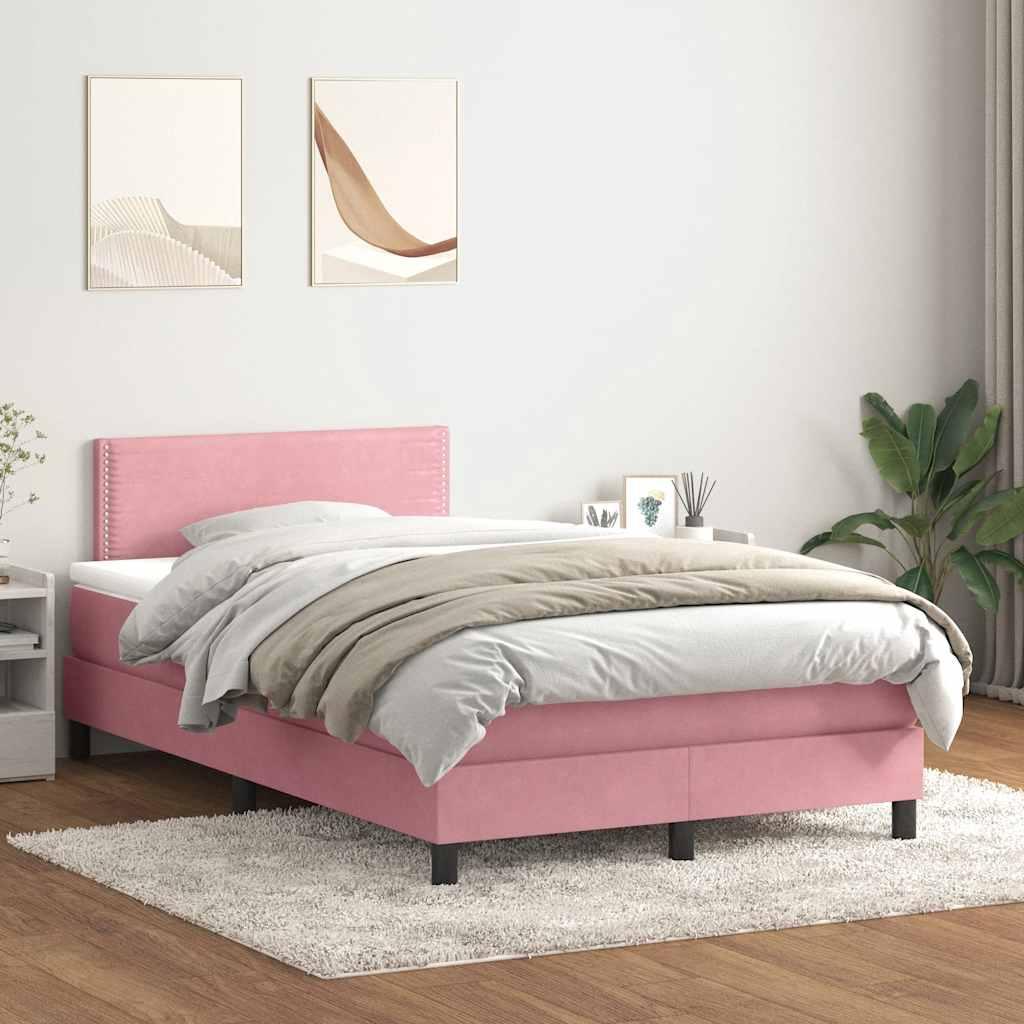 Kontinentalseng med madras 120x220 cm velour lyserød