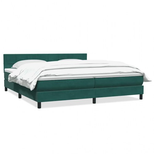 Kontinentalseng med madras 200x210 cm fløjl mørkegrøn