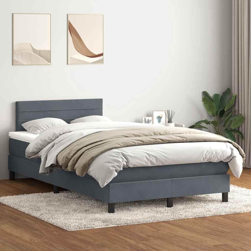 Kontinentalseng med madras 120x210 cm fløjl mørkegrå