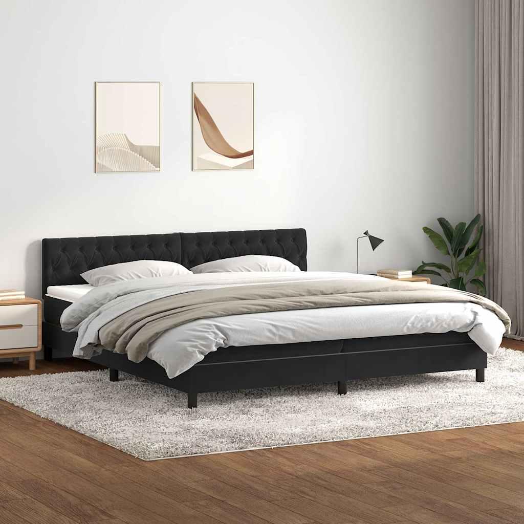 Kontinentalseng med madras 200x210 cm fløjl sort