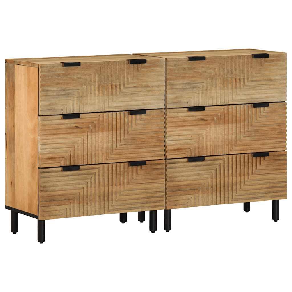 vidaXL skænke 2 stk. 60x33x75 cm massivt mangotræ brun