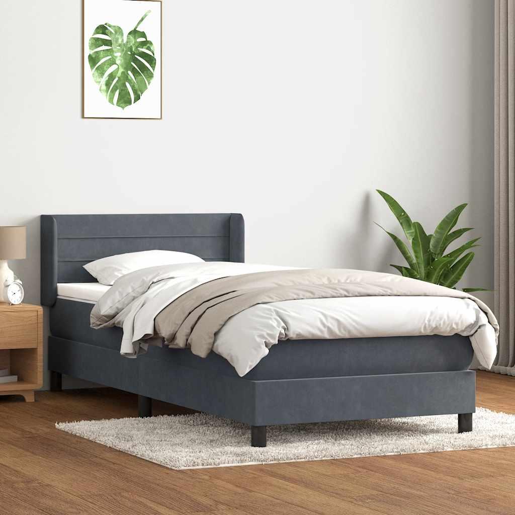 Kontinentalseng med madras mÃ¸rkegrÃ¥ 80x210 cm flÃ¸jl