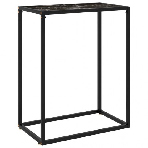 Konsolbord 60×35×75 cm i sort hærdet glas med marmortekstur
