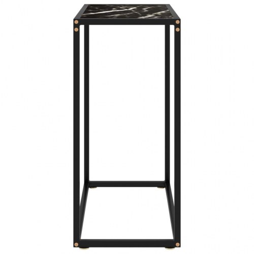 Konsolbord 60×35×75 cm i sort hærdet glas med marmortekstur
