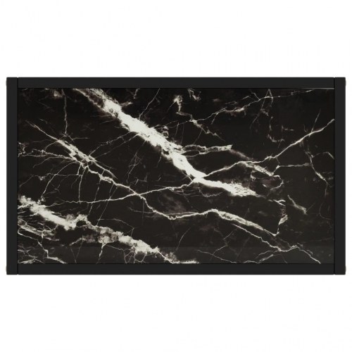 Konsolbord 60×35×75 cm i sort hærdet glas med marmortekstur