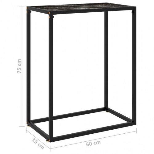 Konsolbord 60×35×75 cm i sort hærdet glas med marmortekstur