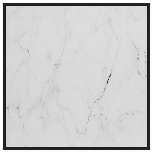 Sofabord 90x90x50 cm marmorglas hvid