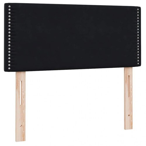 Kontinentalseng med madras og topmadras 90x210 cm - fløjl, sort
