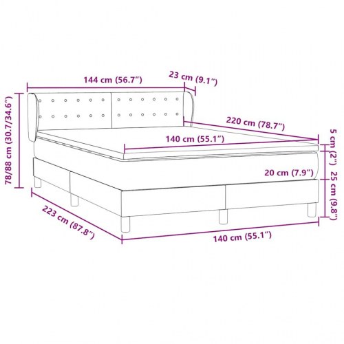 Kontinentalseng med madras og topmadras 90x210 cm - fløjl, sort