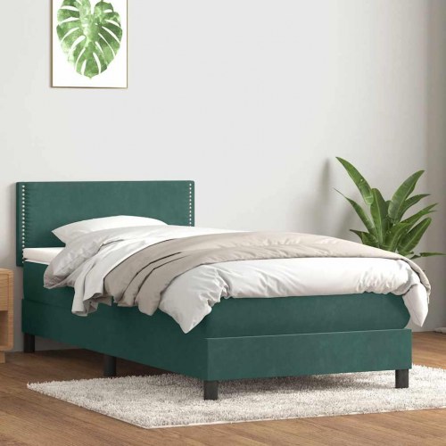 Kontinentalseng med madras 100x210 cm fløjl mørkegrøn