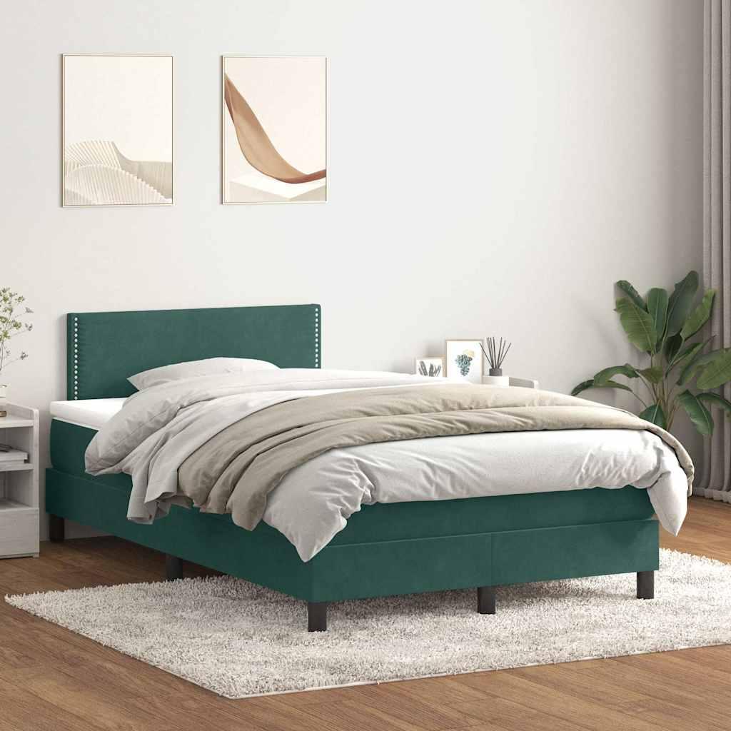 Kontinentalseng med madras 120x210 cm fløjl mørkegrøn