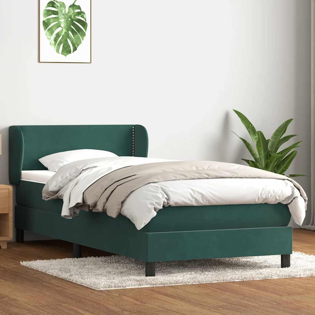 Kontinentalseng med madras mÃ¸rkegrÃ¸n 80x220 cm flÃ¸jl