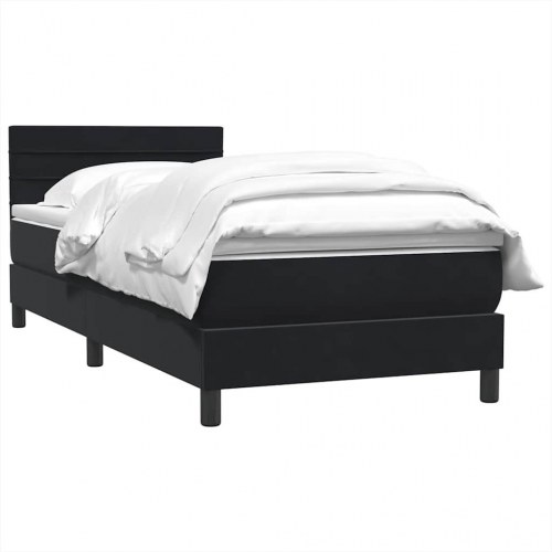 Kontinentalseng med madras 90x210 cm - fløjl, sort