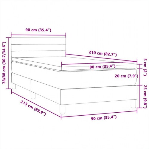 Kontinentalseng med madras 90x210 cm - fløjl, sort