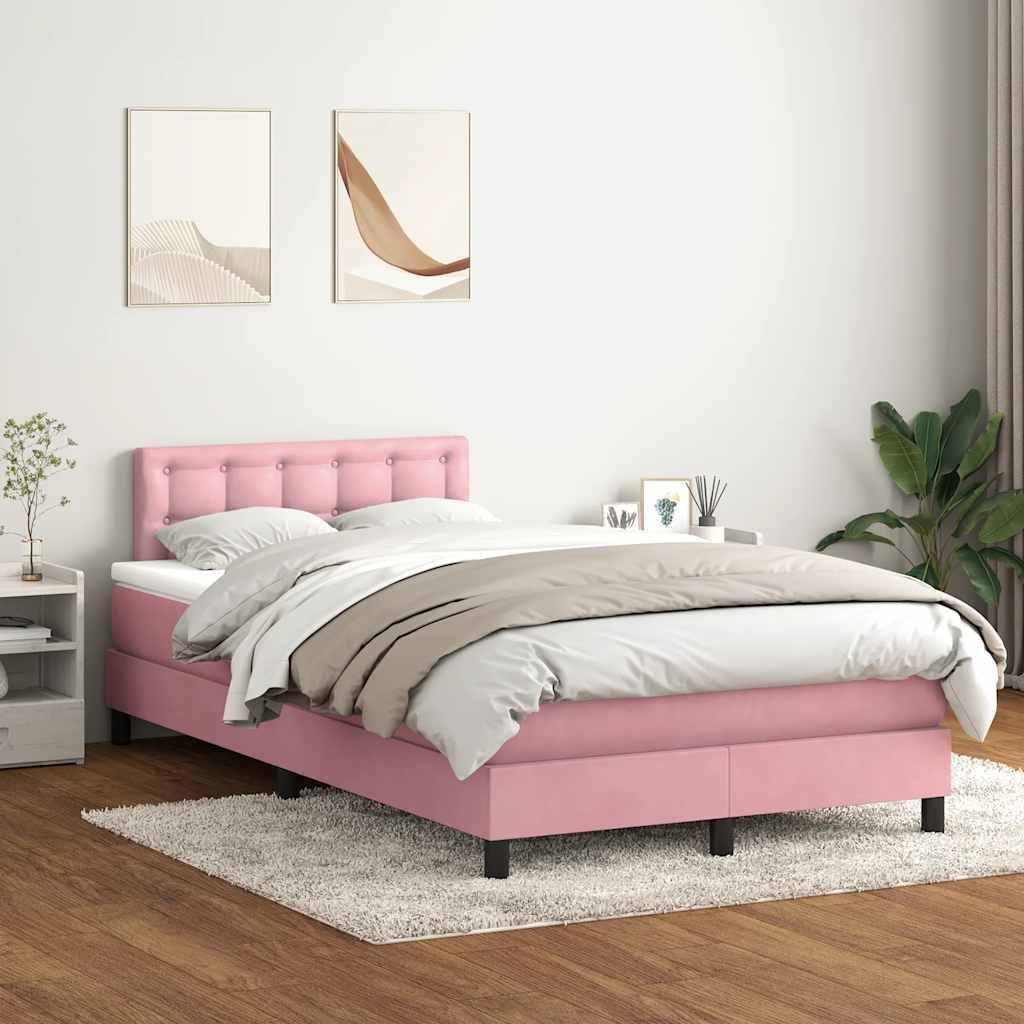 Kontinentalseng med madras 120x220 cm - velour, lyserÃ¸d