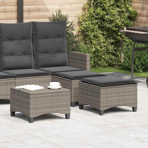 Havestole med hynder 2 stk. 55x55x36 cm polyrattan grå
