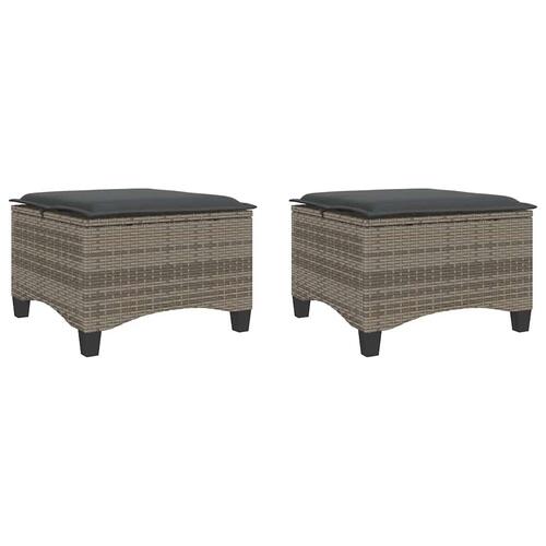 Havestole med hynder 2 stk. 55x55x36 cm polyrattan grå