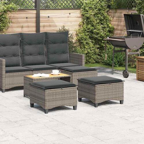 Havestole med hynder 2 stk. 55x55x36 cm polyrattan grå
