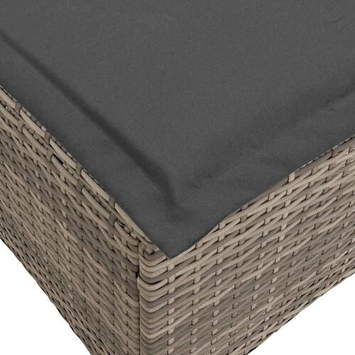 Havestole med hynder 2 stk. 55x55x36 cm polyrattan grå