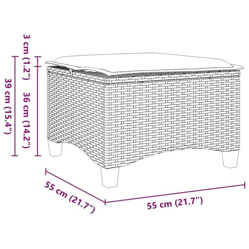Havestole med hynder 2 stk. 55x55x36 cm polyrattan grå