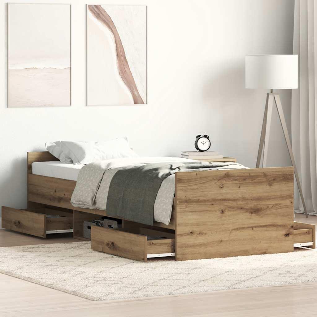 Sengeramme 90x200cm uden madras konstrueret træ kunsteg