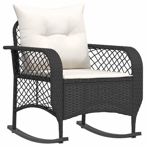Udendørs gyngestol med hynder polyrattan sort